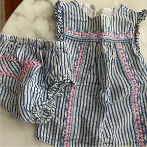 1249. Vineyard Vines - Dress and Matching Bloomers Blue, White and Pink